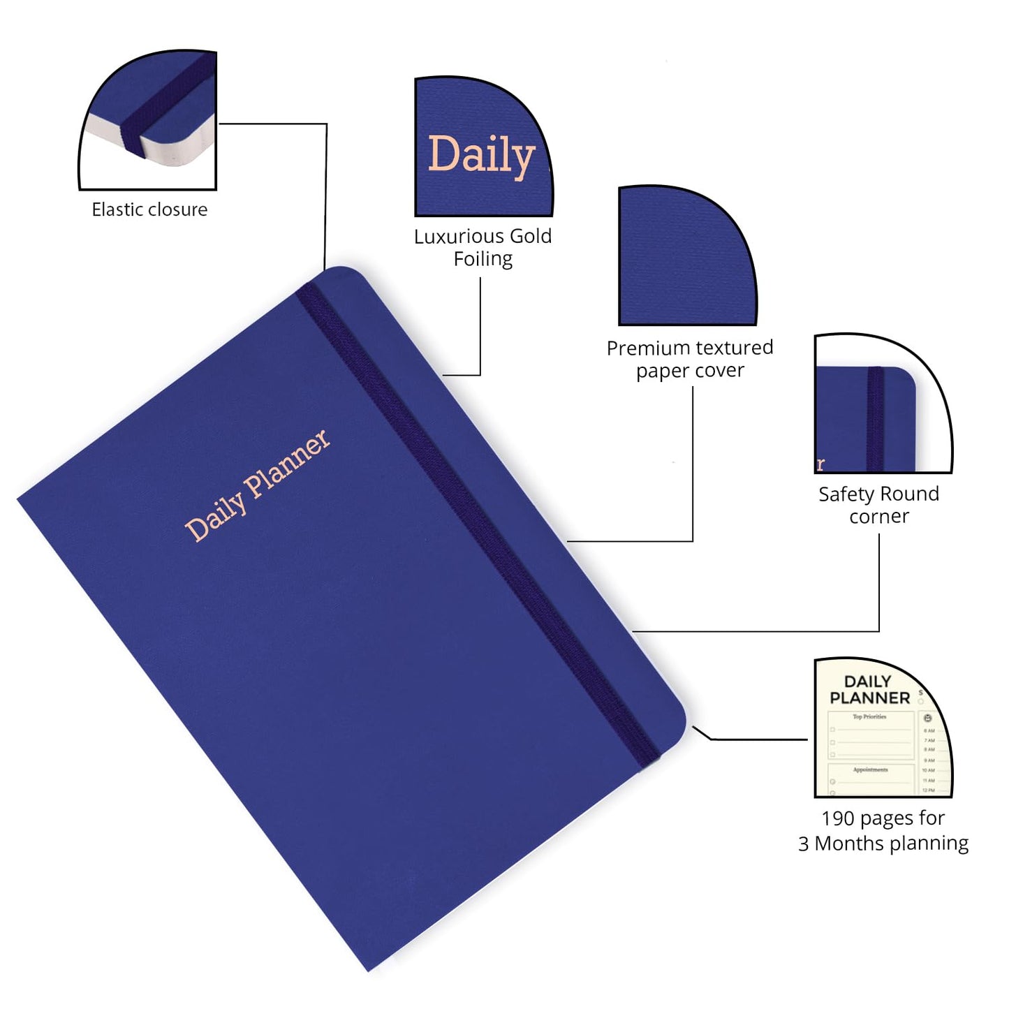 Executive Daily Planner For 3 Months - Blue