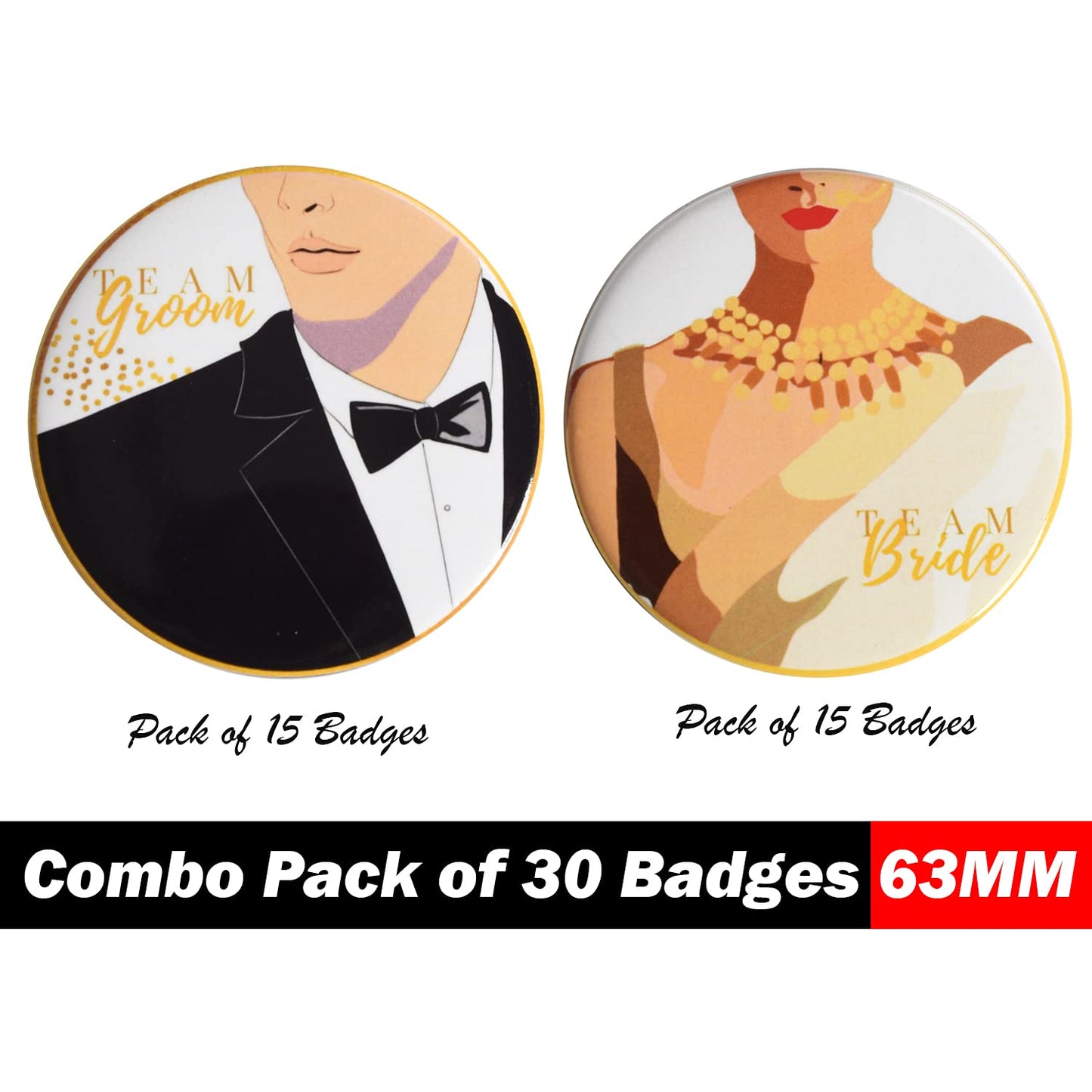 Papboo Wedding Badges (Bride & Groom Combo)