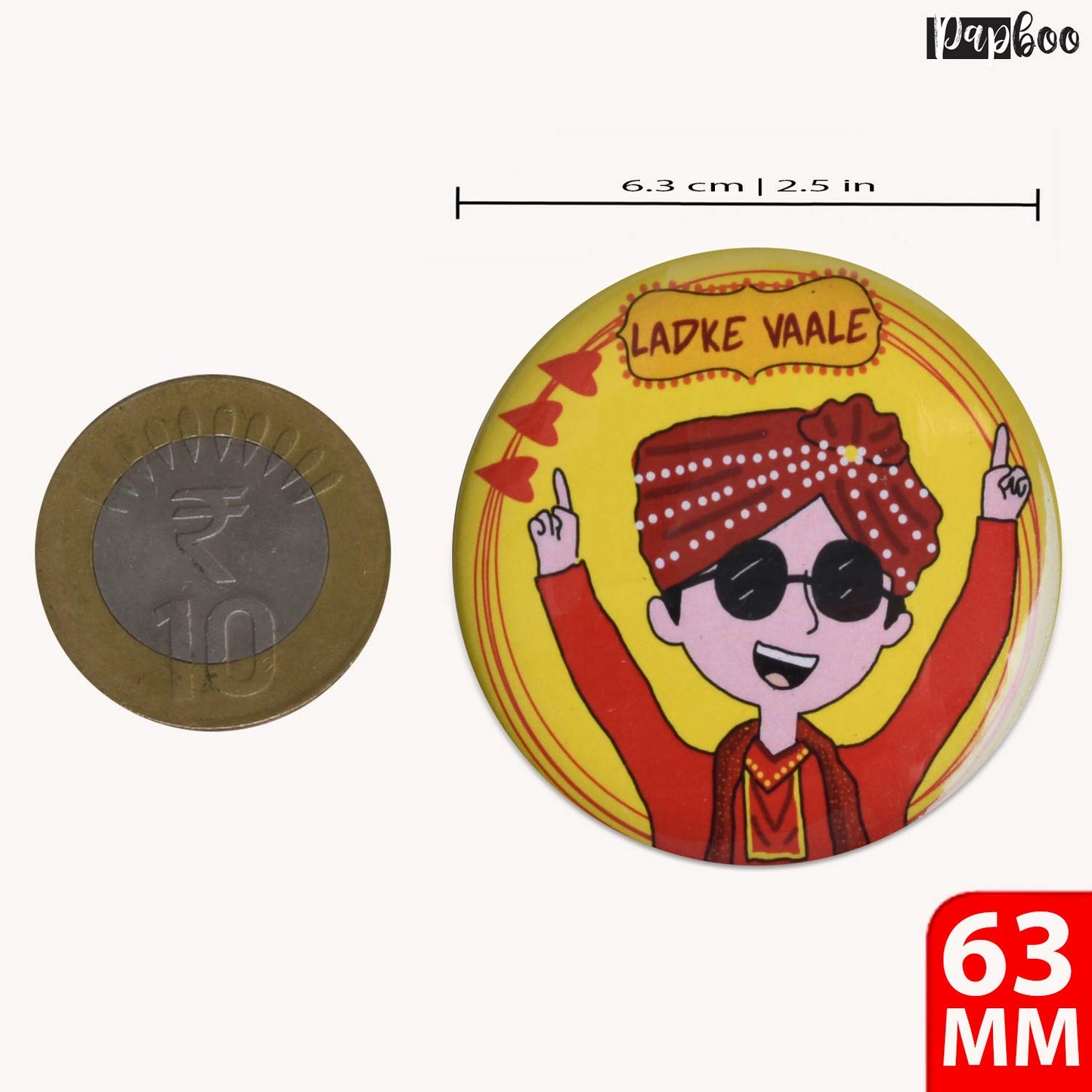 Ladke wale 63 MM Badges (Pack of 15)