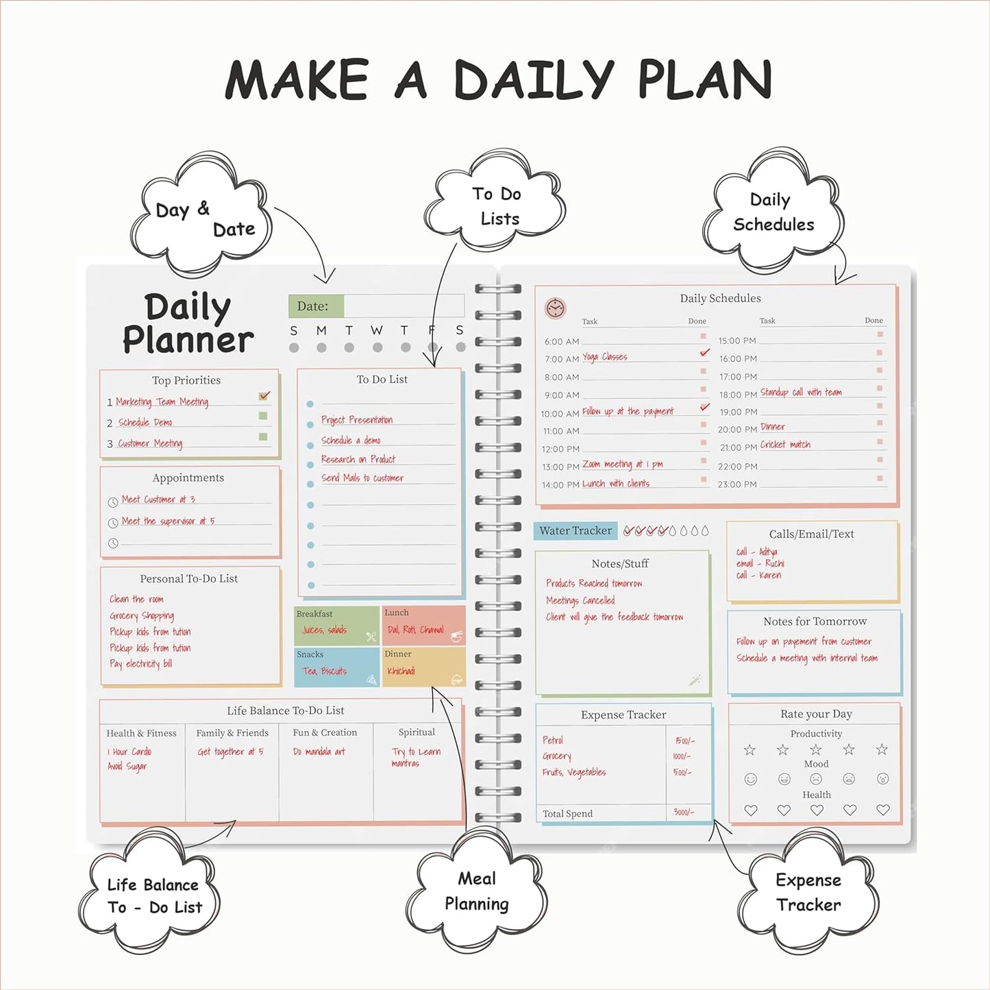 A5 Hardcover Daily Planner(Blue White)