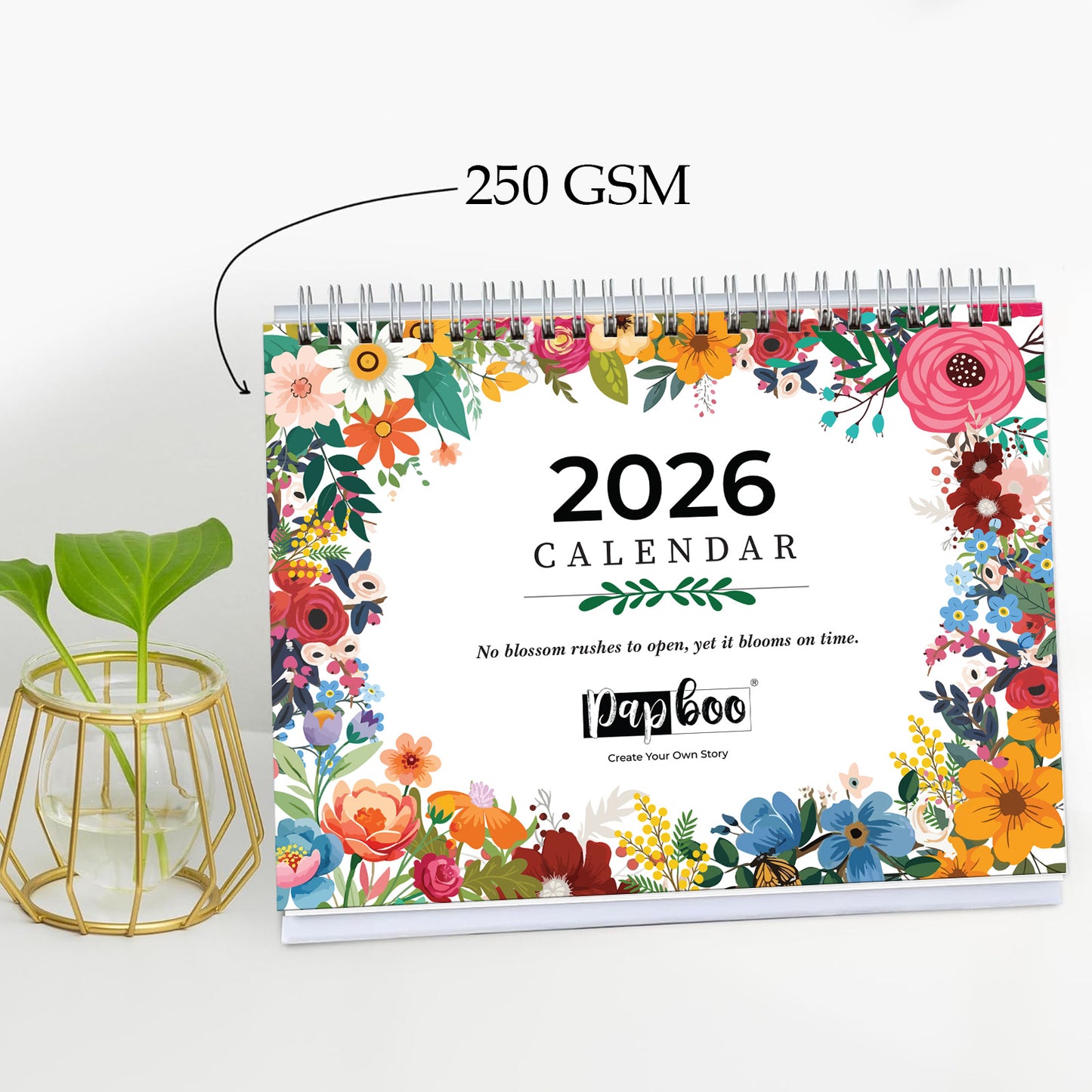 2026 Desk Calendar With To-do List Planner and Sticker Sheet - Floral