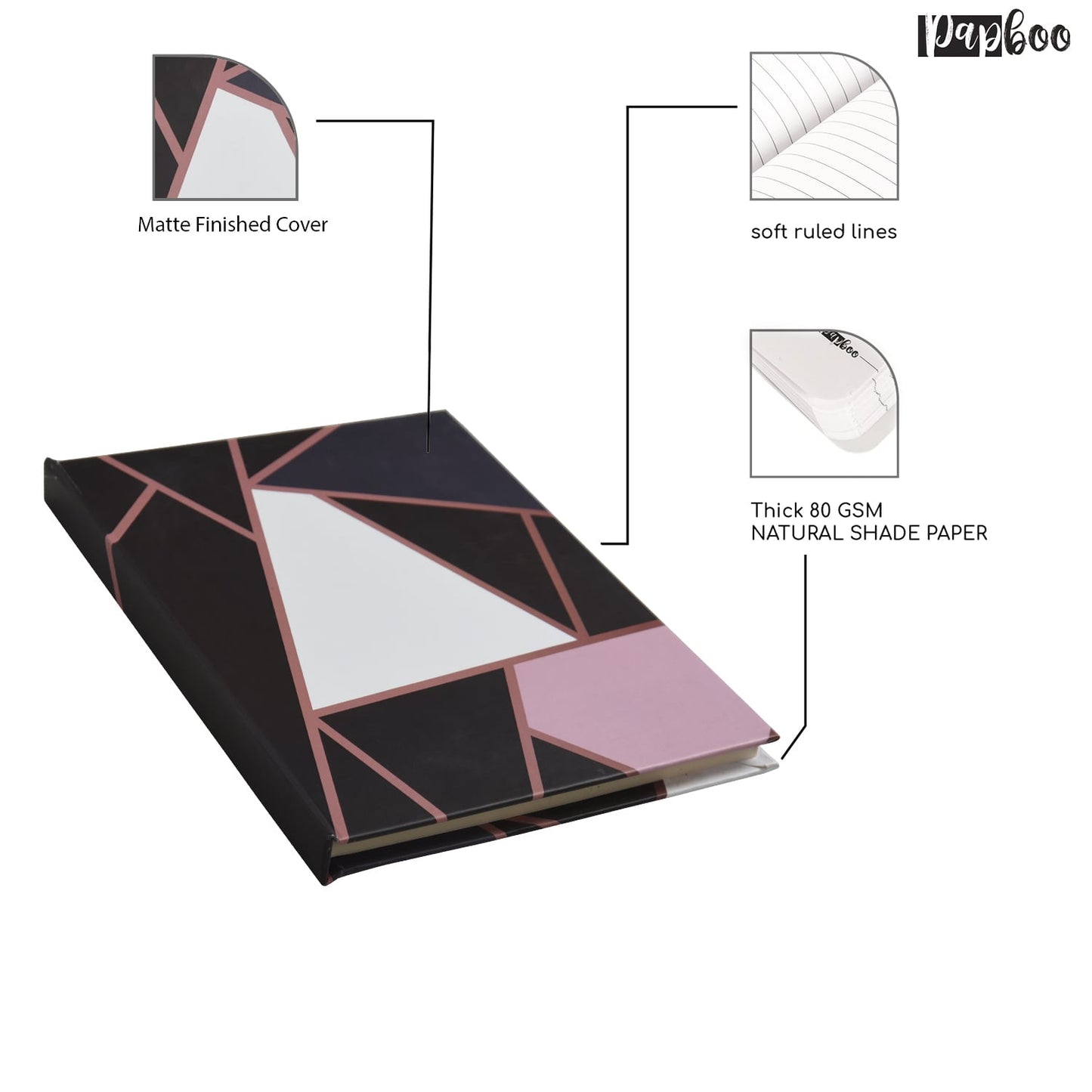 Hardbound – Classy Shapes Notebook , Diary – Ruled