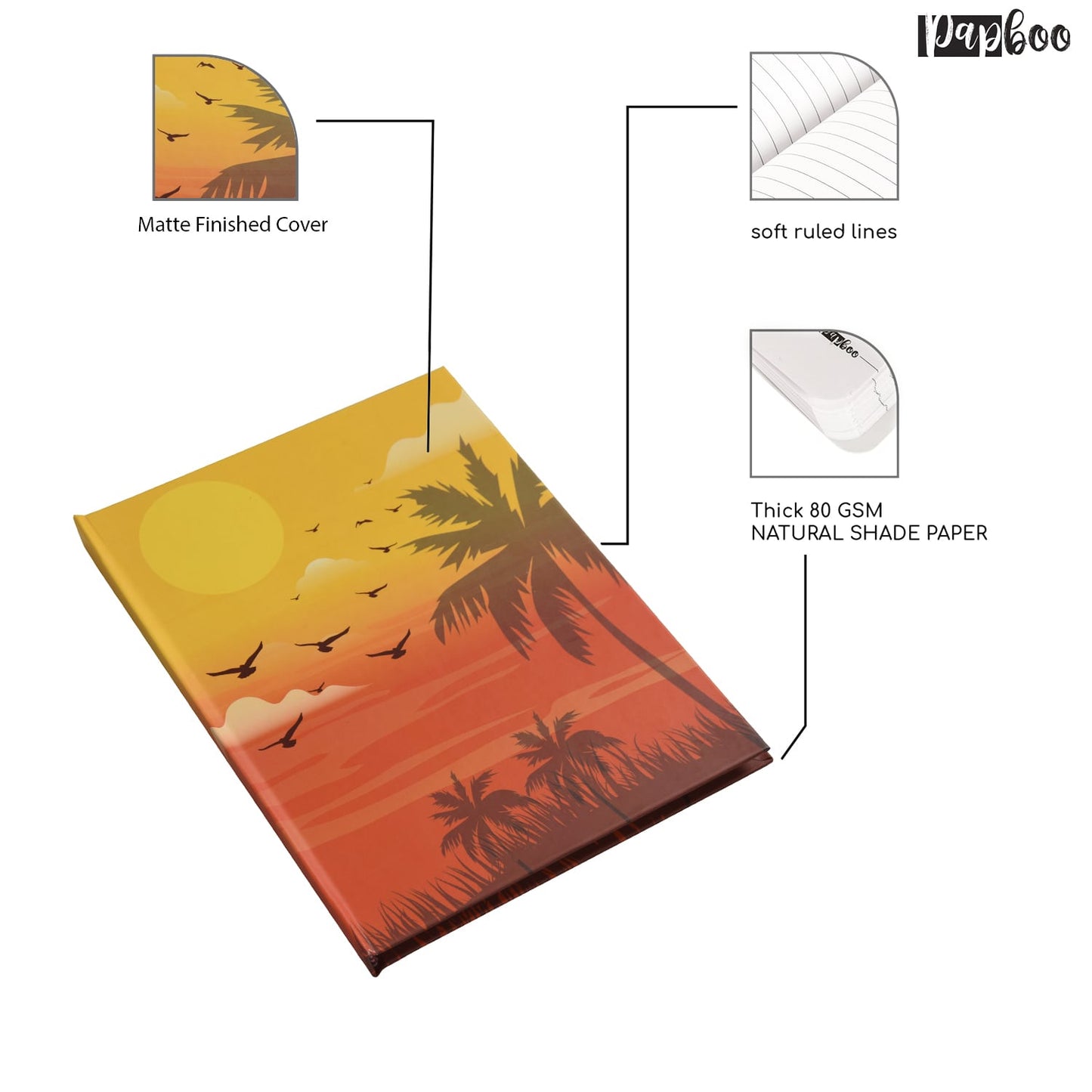 Hardbound – Sunset Notebook , Diary – Ruled