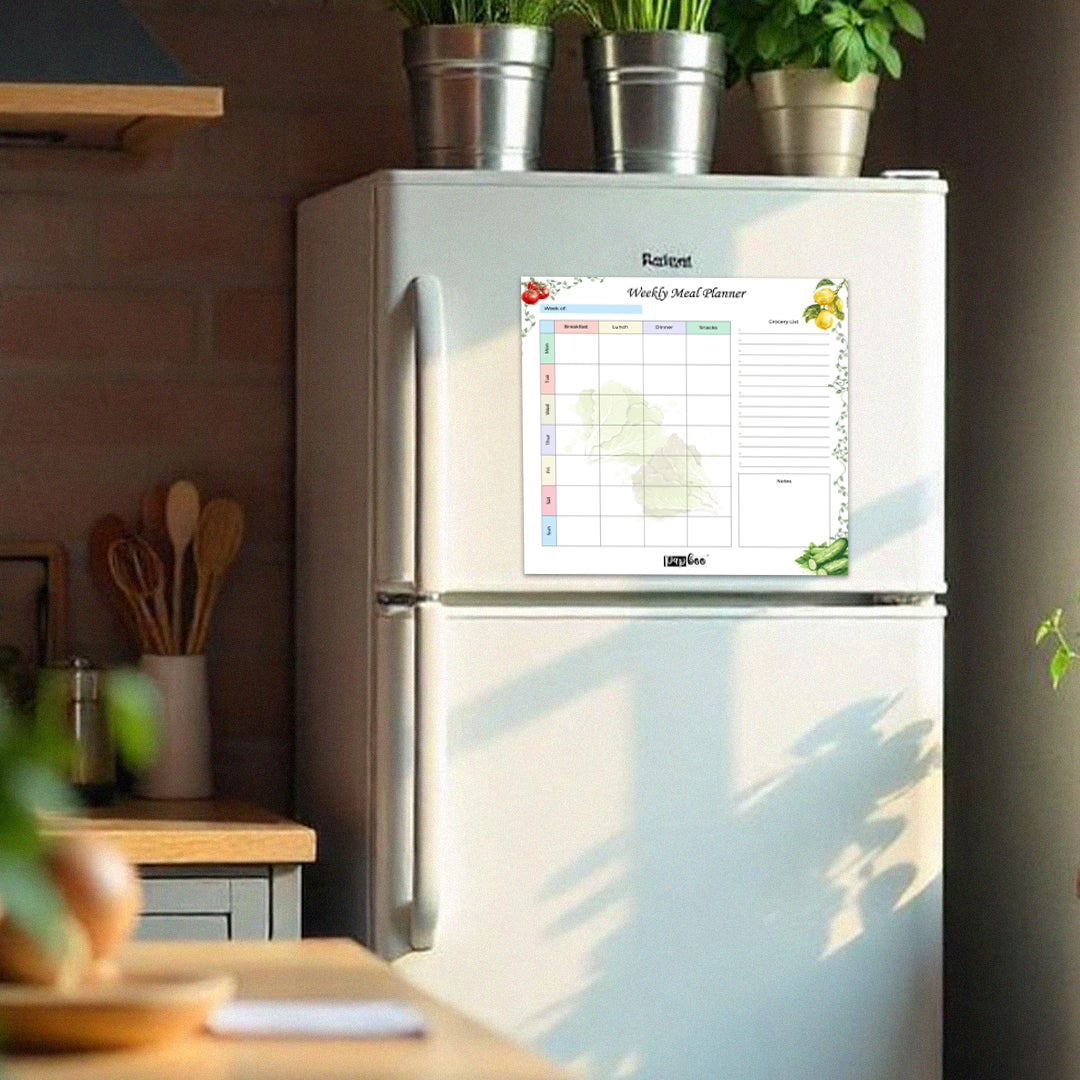 Rewritable Weekly Meal Planner with 2 Magnetic Marker Pens