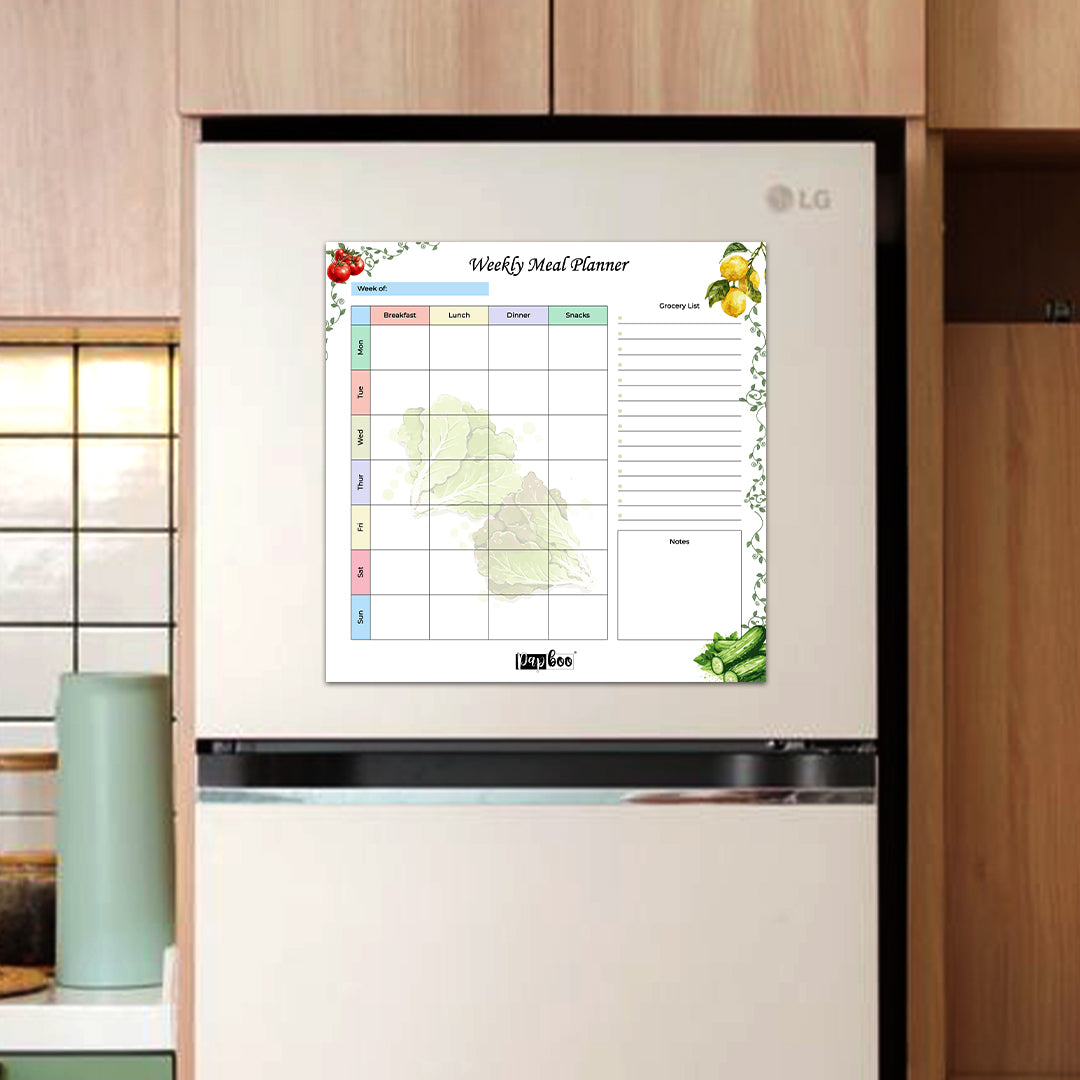 Rewritable Weekly Meal Planner with 2 Magnetic Marker Pens