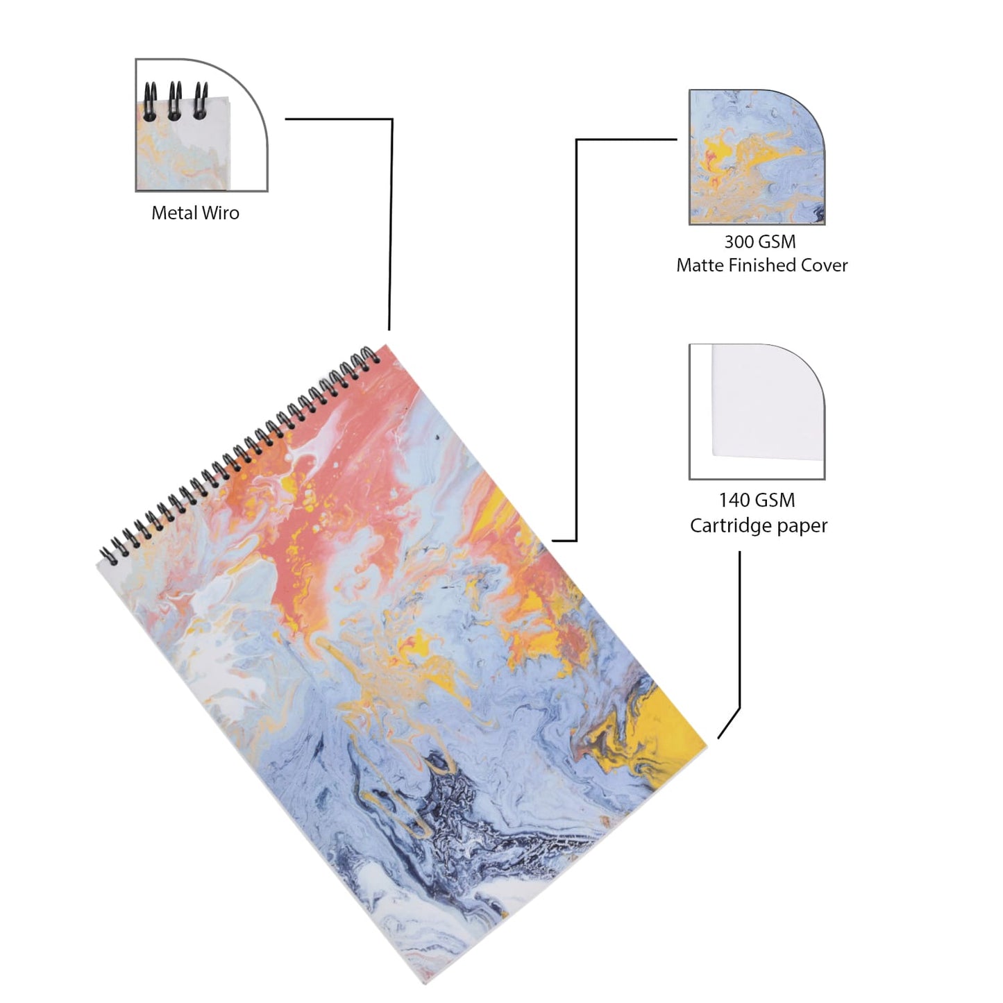 Pack of 9 Sketchbook – Marble Art(Navratri Special)