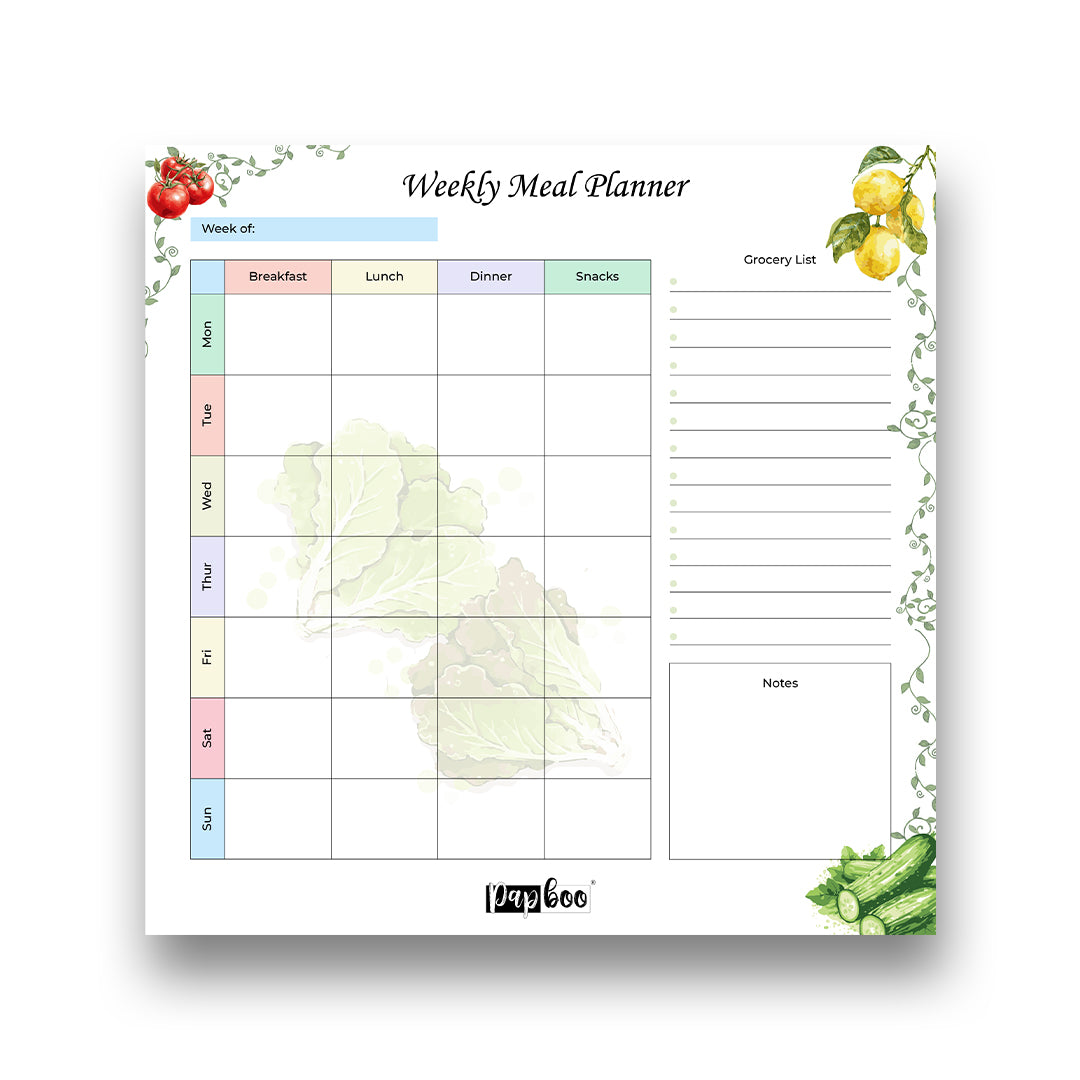 Rewritable Weekly Meal Planner with 2 Magnetic Marker Pens