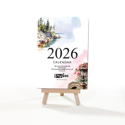2026 Desk Calendar with Stand - Scenery