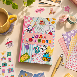 Junk Journal Kit | Hardbound Scrapbook Journal with Stickers & Creative Supplies