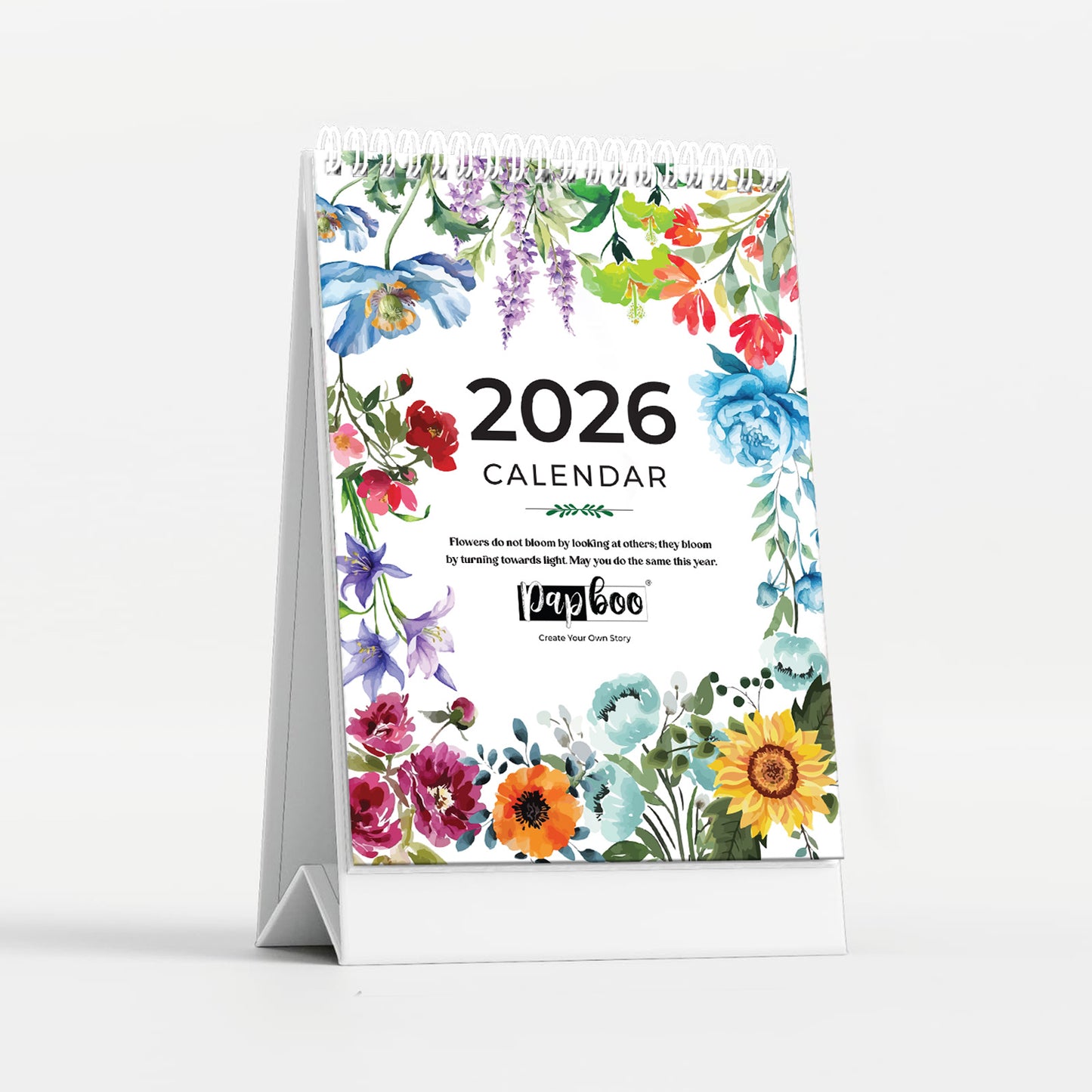 Papboo 2026 Desk Calendar - Art Edition (Floral)