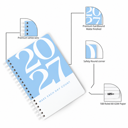 2027 Wiro Hardcover Diary with Calendar  (Blue)