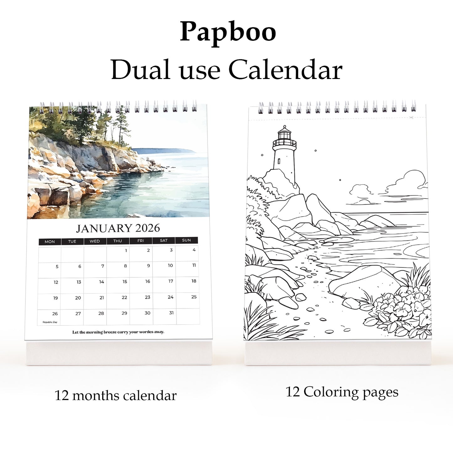 Papboo 2026 Desk Calendar - Art Edition (Scenary)