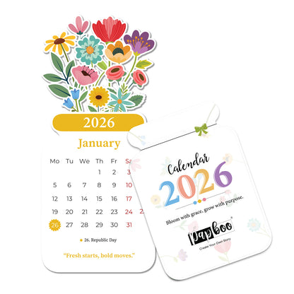 Papboo 2026 Die-Cut Desk Calendar- Flowers