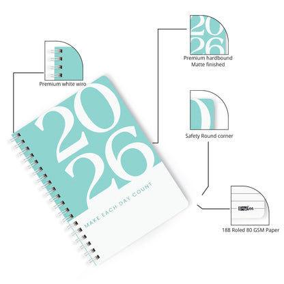 2026 Wiro Hardcover Diary with Calendar  (Tiffany)