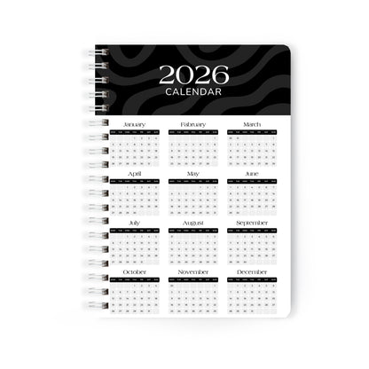 2026 Wiro Hardcover Diary with Calendar  (Black)