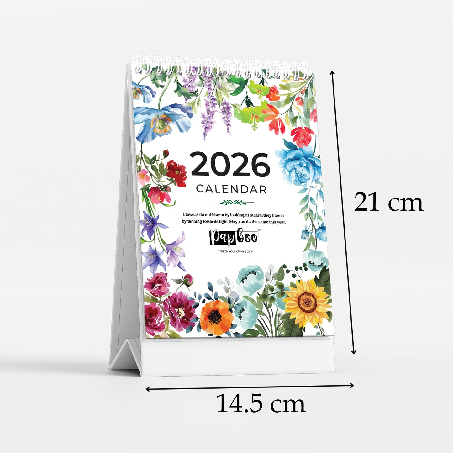 Papboo 2026 Desk Calendar - Art Edition (Floral)