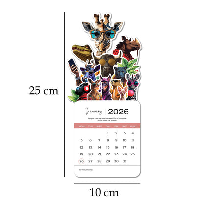 Papboo 2026 Die-Cut Desk Calendar- Animals