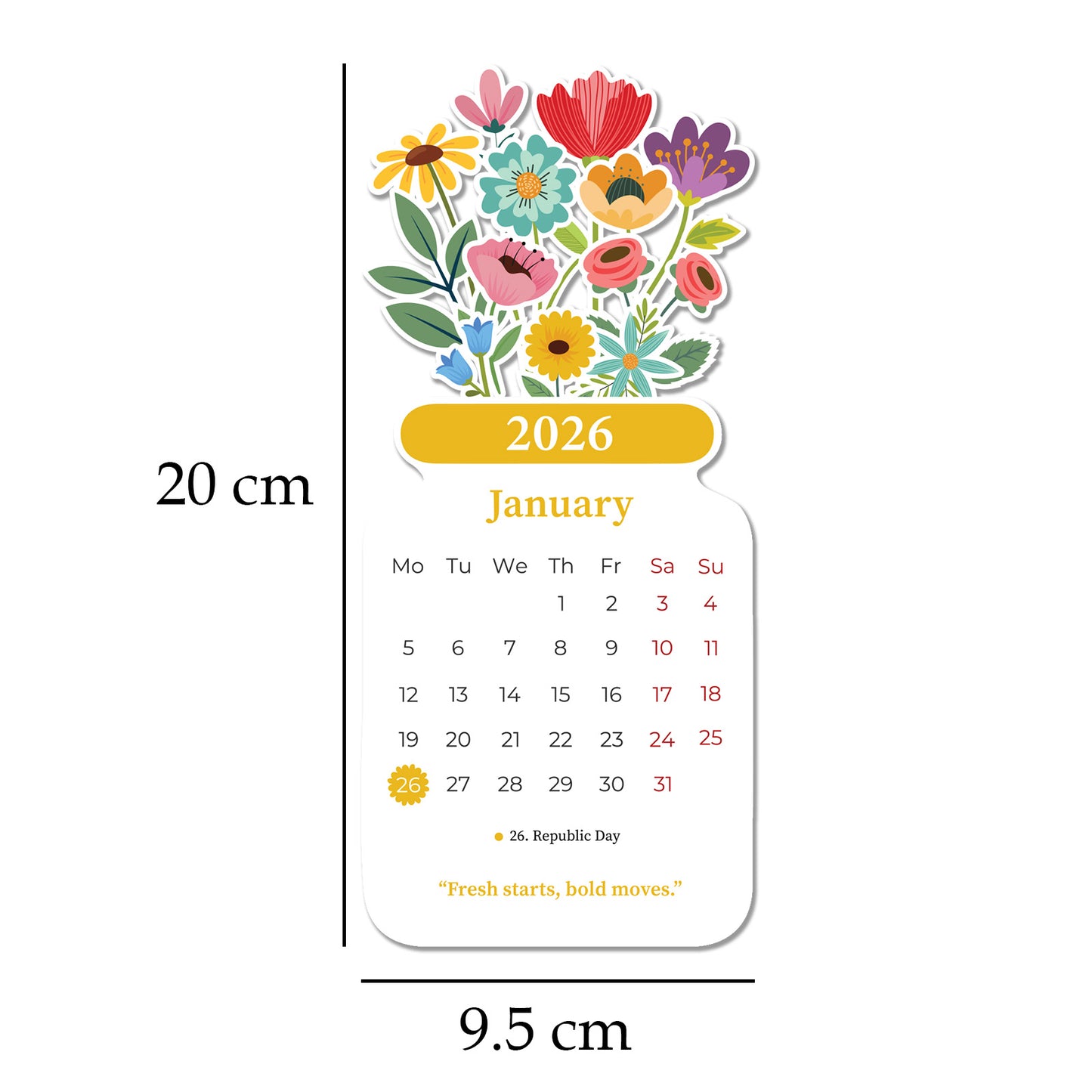 Papboo 2026 Die-Cut Desk Calendar- Flowers