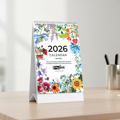 Papboo 2026 Desk Calendar - Art Edition (Floral)