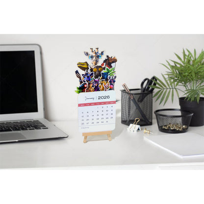 Papboo 2026 Die-Cut Desk Calendar- Animals