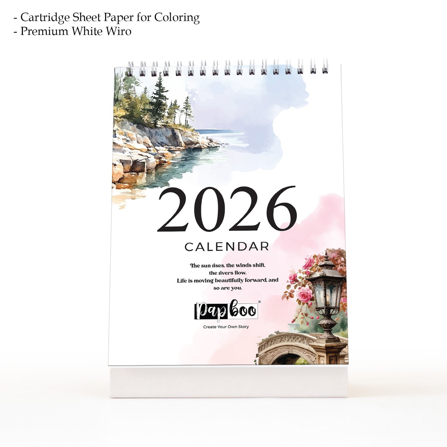 Papboo 2026 Desk Calendar - Art Edition (Scenary)