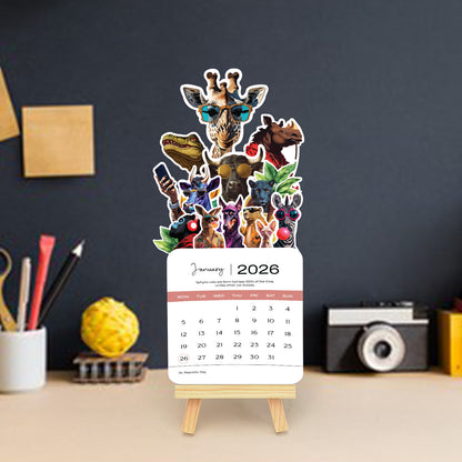 Papboo 2026 Die-Cut Desk Calendar- Animals
