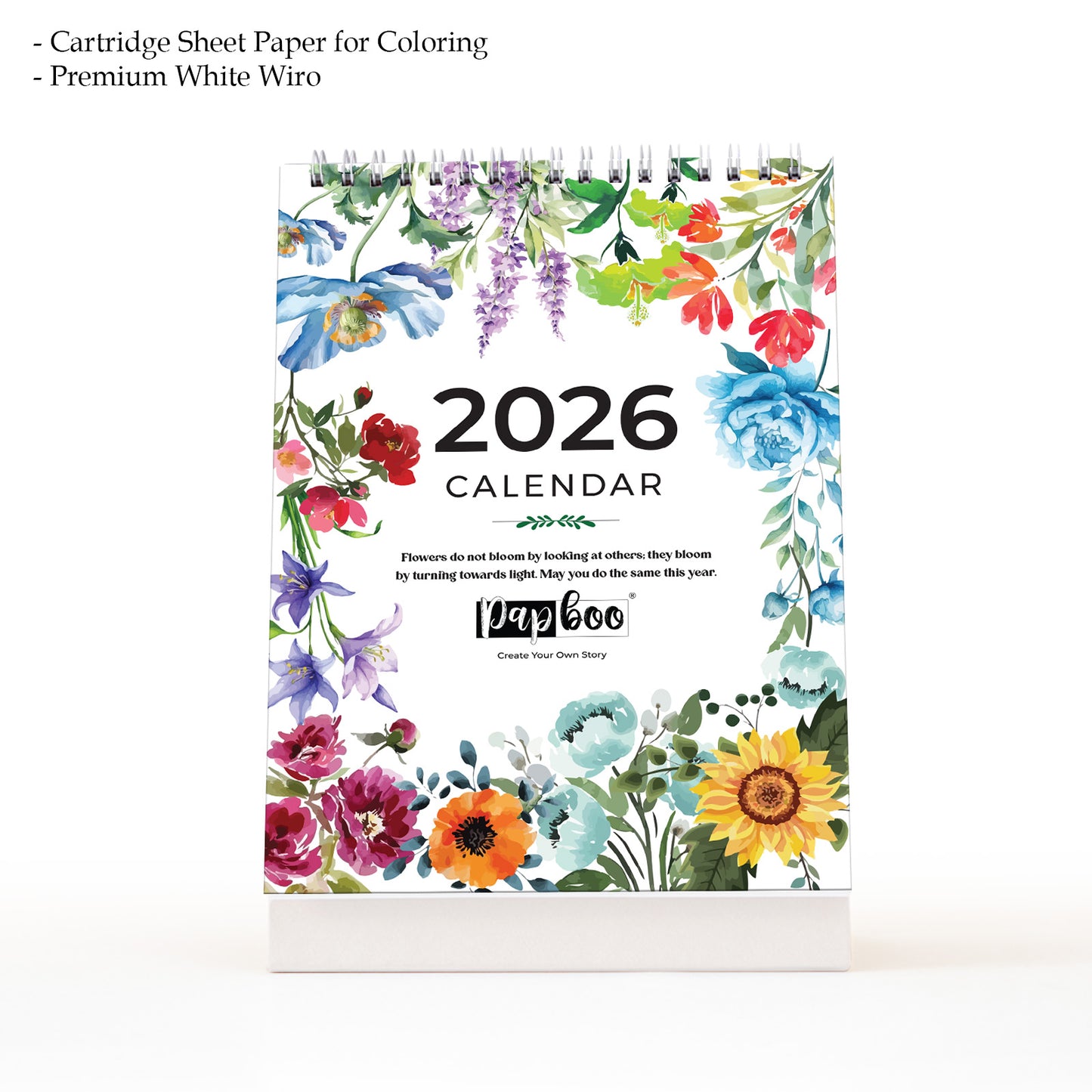 Papboo 2026 Desk Calendar - Art Edition (Floral)