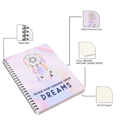 A5 Handy, Easy to Carry,Dreams, Dream Catcher Spiral Wiro Notebook