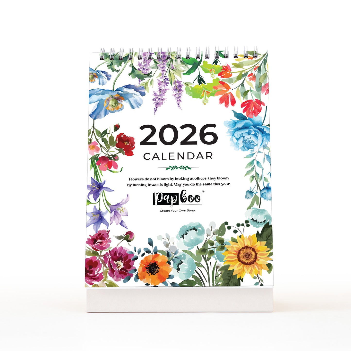 Papboo 2026 Desk Calendar - Art Edition (Floral)