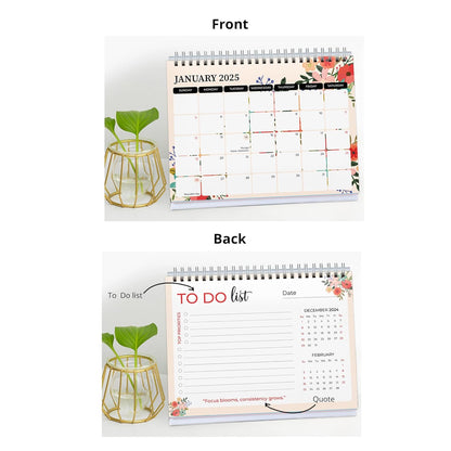 2025 Desk Calendar With To-do List Planner and Sticker Sheet - Floral