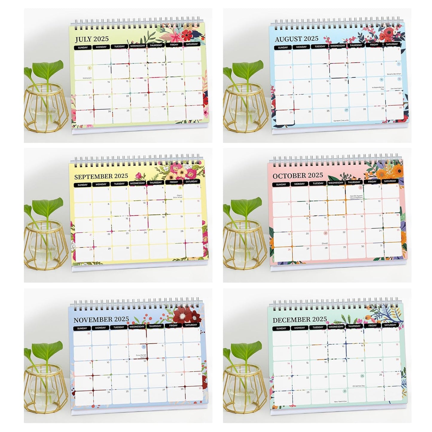 2025 Desk Calendar With To-do List Planner and Sticker Sheet - Floral