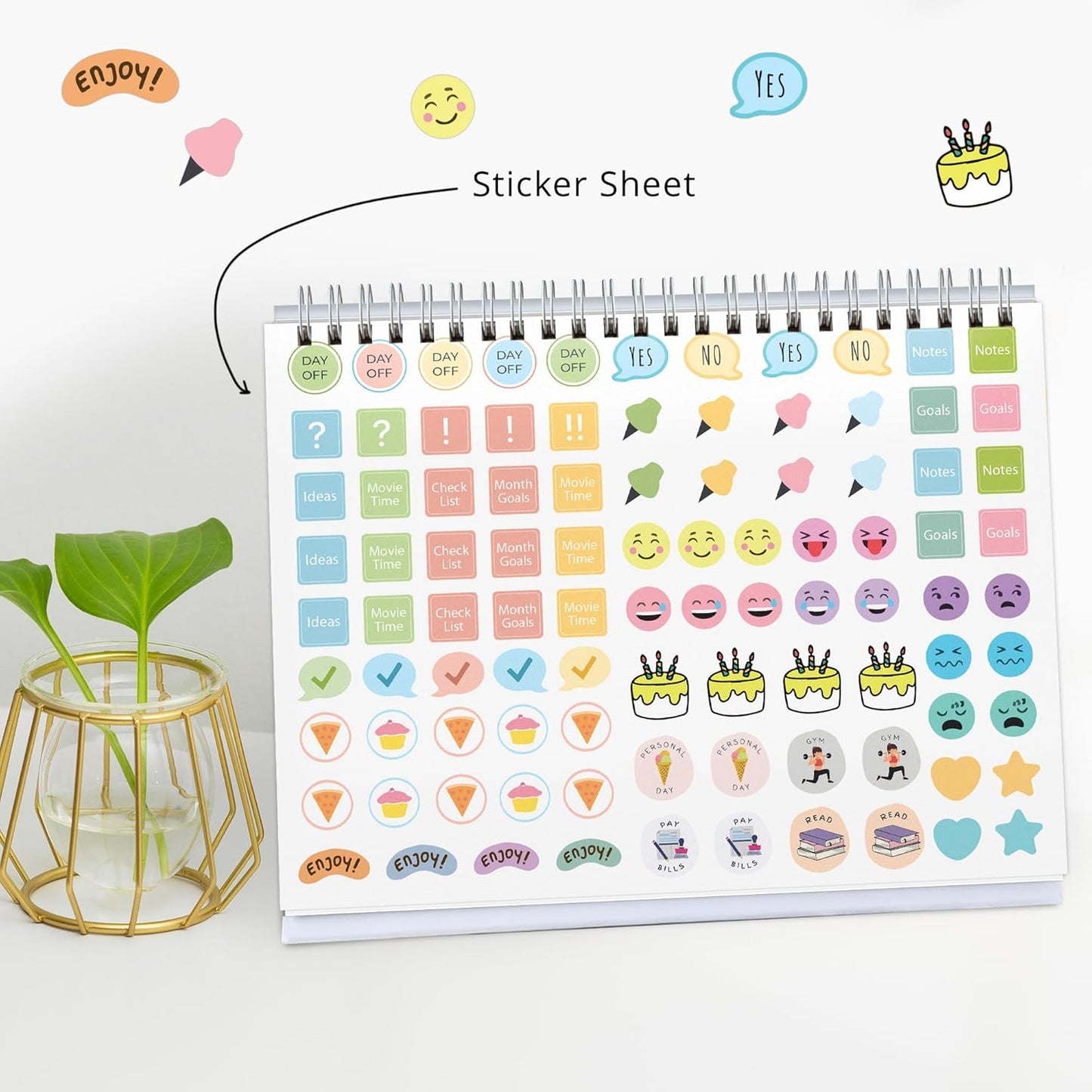 2025 Desk Calendar With To-do List Planner and Sticker Sheet - Color Wheel