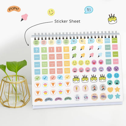 2025 Desk Calendar With To-do List Planner and Sticker Sheet - Color Wheel