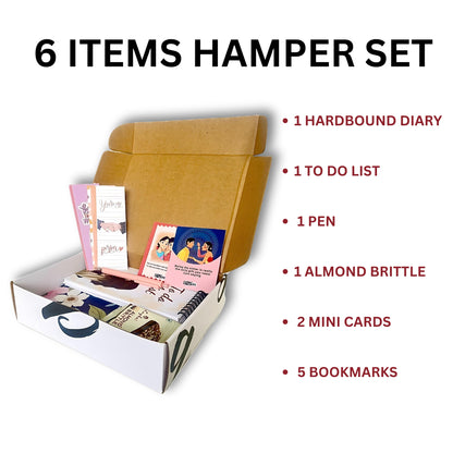 Papboo Raksha Bandhan Hamper For Sister With 1 Brownie Bar, 1 Hardcover Diary, 1 To DO list, 1 Pen, 5 Bookmark, 2 Rakhi Cards