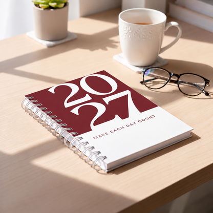 2027 Wiro Hardcover Diary with Calendar  (Burgundy)