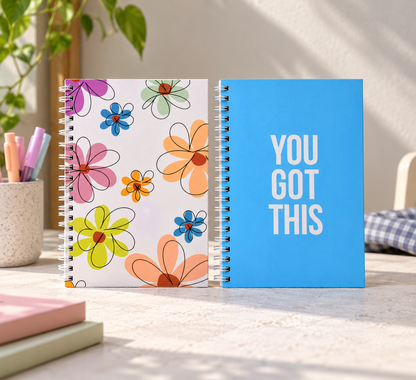 White Floral + You Got This This Combo Re-writable Notebook