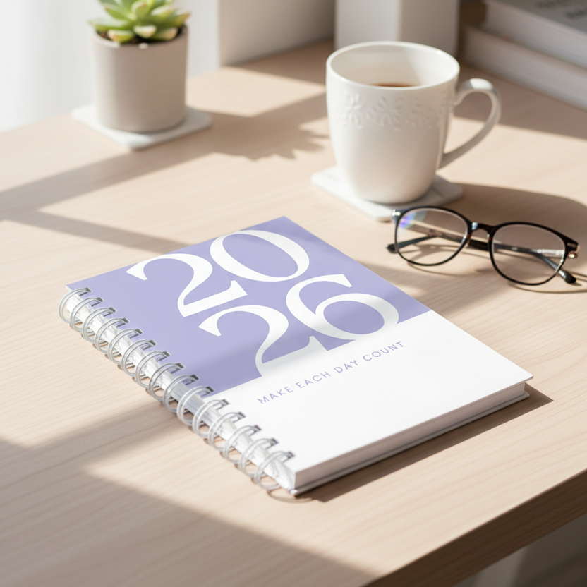 2026 Wiro Hardcover Diary with Calendar  (Purple)