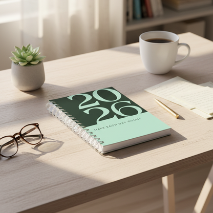 2026 Wiro Hardcover Diary with Calendar  (Green)