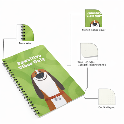 Pawsitivity- Wiro Dot Grid Journal