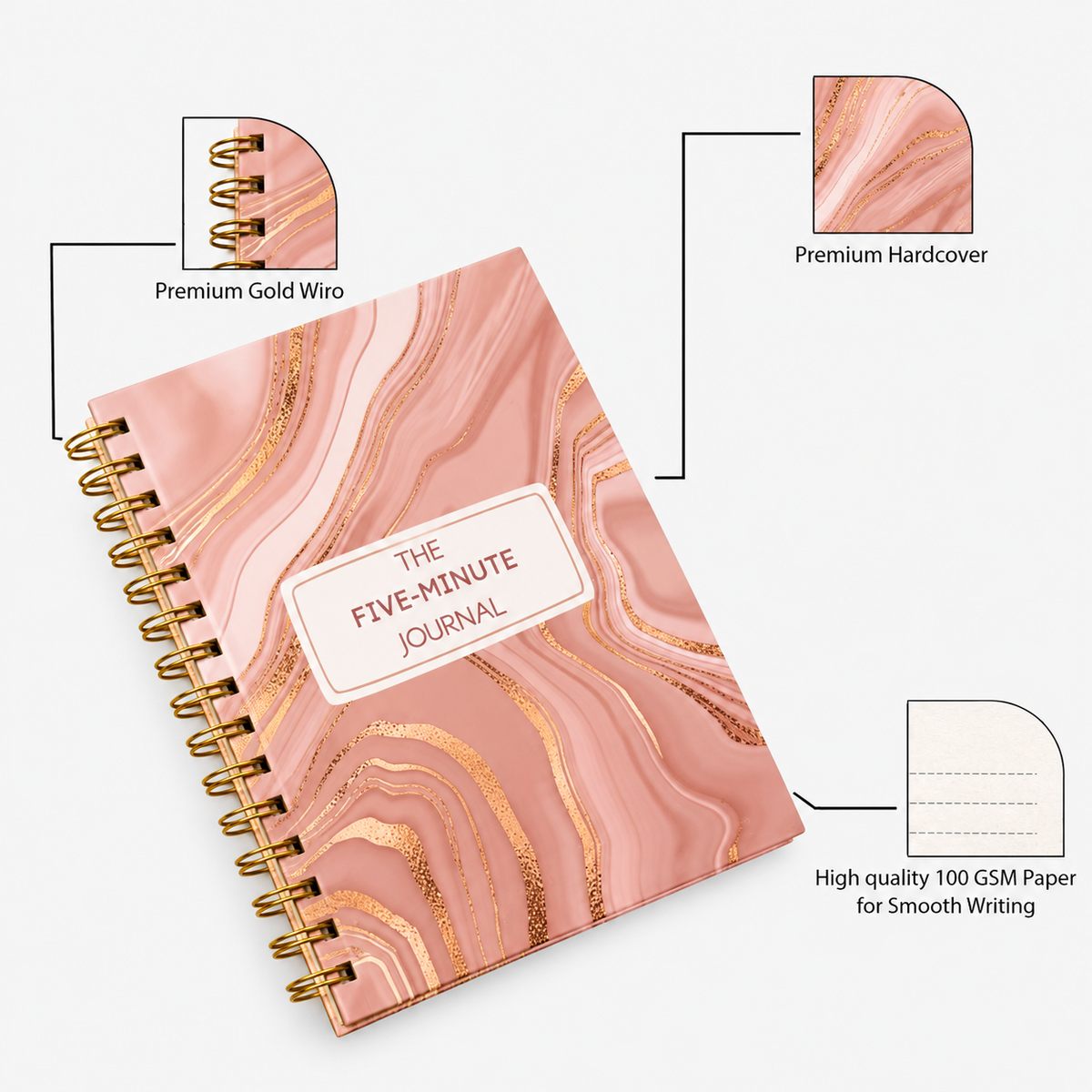 Rose quartz-Guided Gratitude Journal