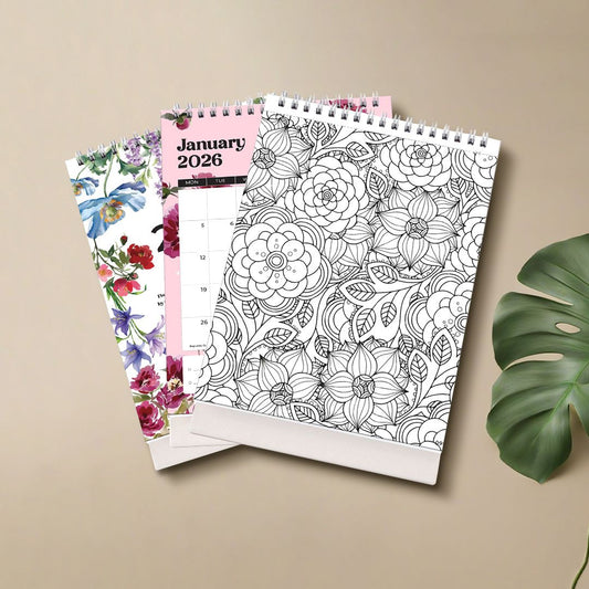 Papboo 2026 Desk Calendar - Art Edition (Floral)