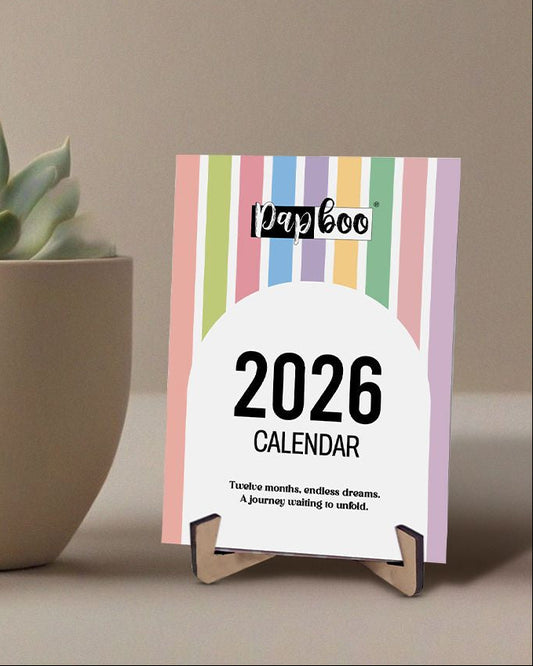 Papboo 2026 Mini Desk Calendar with Stand