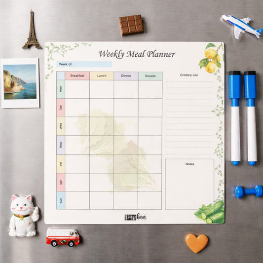 Rewritable Weekly Meal Planner with 2 Magnetic Marker Pens