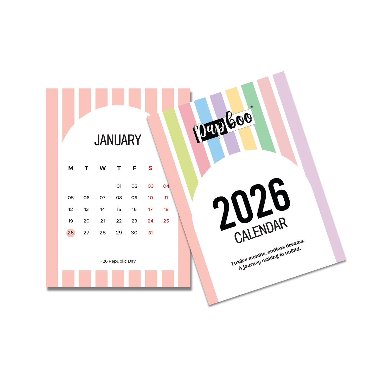 Papboo 2026 Mini Desk Calendar with Stand