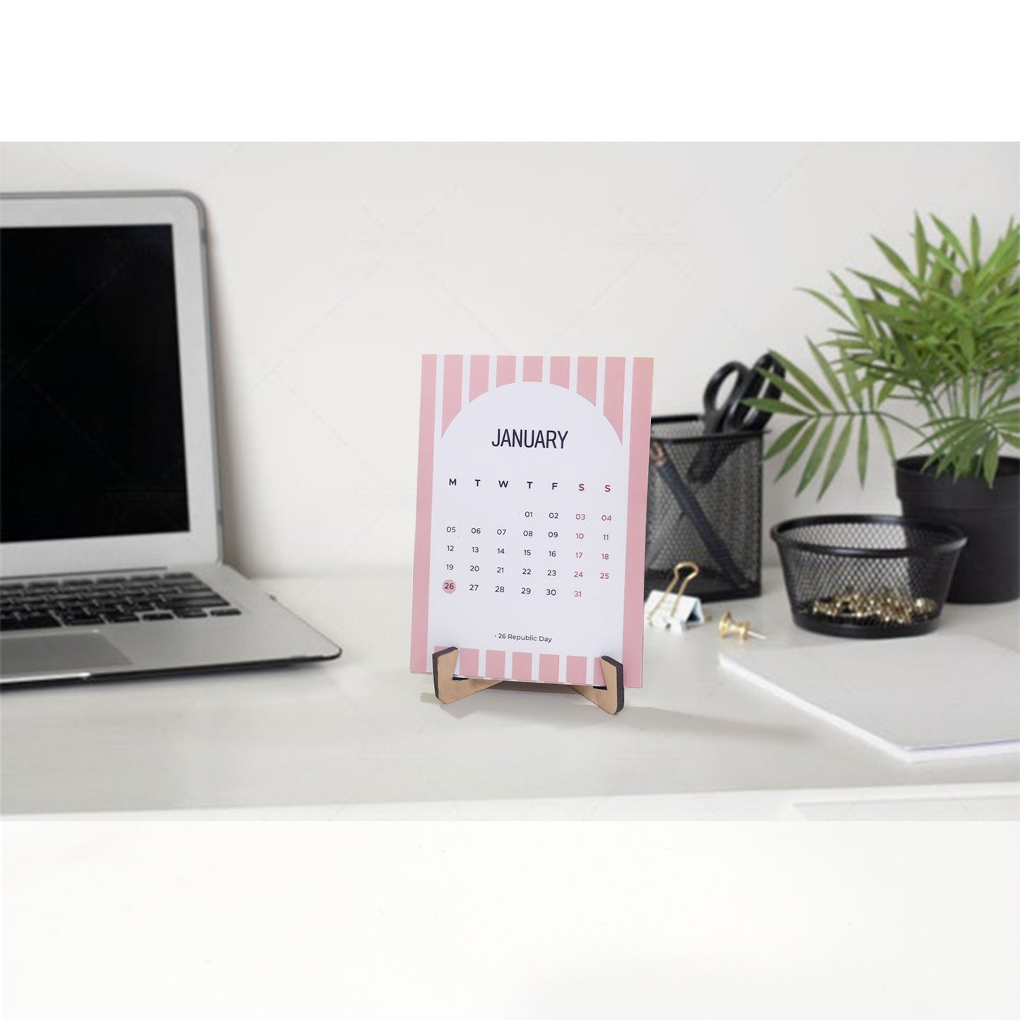 Papboo 2026 Mini Desk Calendar with Stand