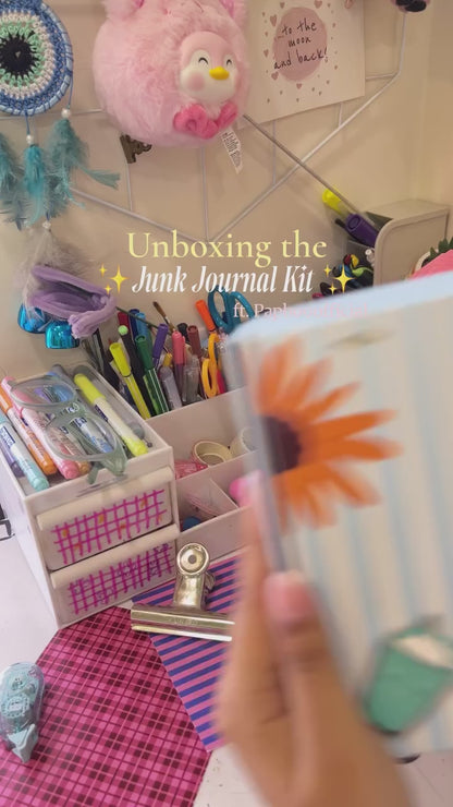 Junk Journal Kit | Hardbound Scrapbook Journal with Stickers & Creative Supplies