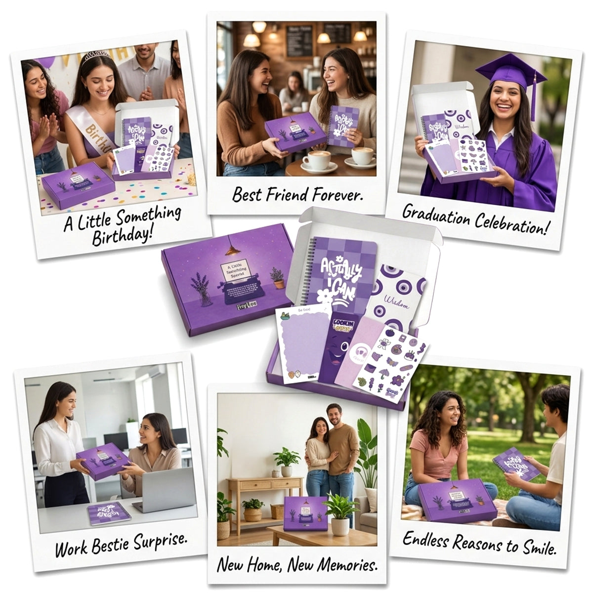 Papboo Stationery Hamper Gift Set | A5 Dot Grid Journal, A6 Plain Notebook, Tear-Off Notepad, Stickers & 2 Bookmarks | Premium Stationery Kit for Journaling, Study, Office, Birthday & Return Gifts(Purple)
