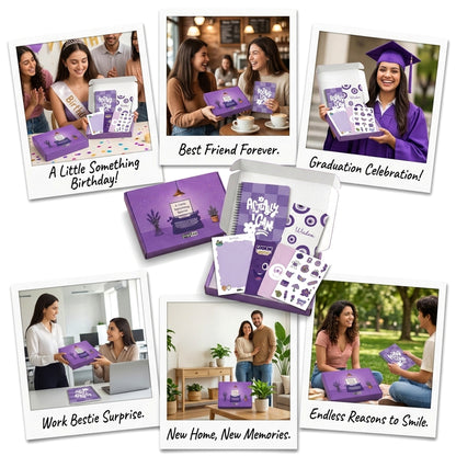 Papboo Stationery Hamper Gift Set | A5 Dot Grid Journal, A6 Plain Notebook, Tear-Off Notepad, Stickers & 2 Bookmarks | Premium Stationery Kit for Journaling, Study, Office, Birthday & Return Gifts(Purple)